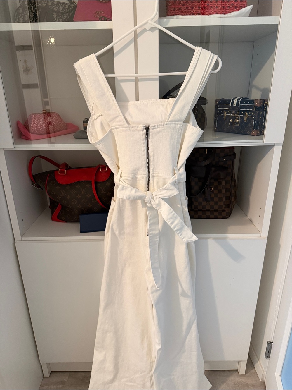 Alice + Olivia White Denim Wide-Leg Jumpsuit - Picture 5 of 7
